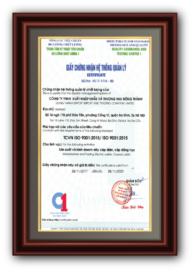 ISO 9001:2015 Đông Thành Taesung